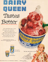 Vintage magazine ad DAIRY QUEEN 1953 strawberry sundae pictured girl with cone