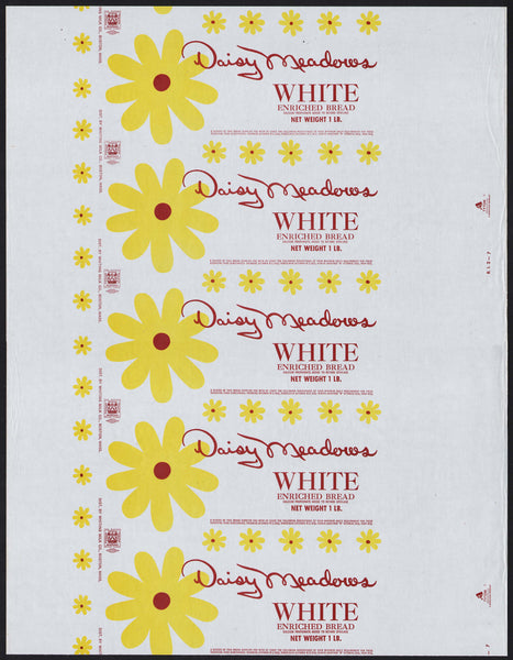 Vintage bread wrapper DAISY MEADOWS WHITE Whiting Milk Boston MA new old stock