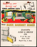Vintage full matchbook DAKOTA LIME and BRICK house pictured Rapid City South Dakota