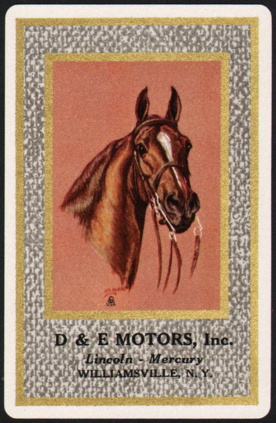 Vintage playing card D and E MOTORS Lincoln Mercury cars Williamsville New York