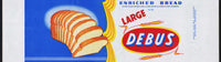 Vintage bread wrapper DEBUS LARGE 1958 Hastings Nebraska unused new old stock