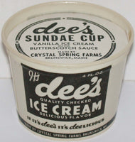 Vintage paper cup DEES SUNDAE CUP Ice Cream with matching lid Brunswick Maine