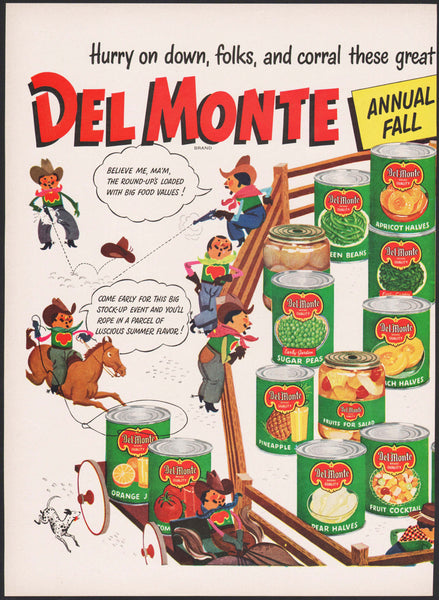Vintage magazine ad DEL MONTE ROUND UP from 1949 2 page Westly Raymond De Lappe