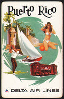 Vintage playing card DELTA AIR LINES cities 2nd series Puerto Rico Fred Sweeney