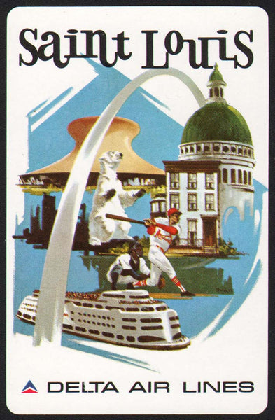 Vintage playing card DELTA AIR LINES cities 2nd series Saint Louis Fred Sweeney