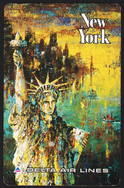 Vintage playing card DELTA AIR LINES cities 3rd series New York Jack Laycox art