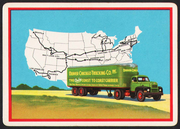 Vintage playing card DENVER CHICAGO TRUCKING picturing their truck and route map