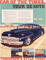 Vintage magazine ad DE SOTO from 1941 Car of the Times blue Custom at airport