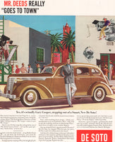 Vintage magazine ad DE SOTO from 1937 with Gary Cooper in Mr Deeds Goes To Town