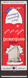 Vintage matchbook cover DETROIT LELAND HOTEL flag and hotel pictured Michigan