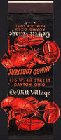 Vintage matchbook cover DeWITT VILLAGE Dayton Ohio die cut lobster Lion Contour
