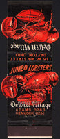 Vintage matchbook cover DeWITT VILLAGE Dayton Ohio die cut lobster Lion Contour