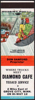 Vintage matchbook cover DIAMOND CAFE Texaco gas oil kids Grove City Minnesota