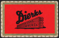 Vintage playing card DIERKS and SONS LUMBER CO boards pictured Kansas City Missouri