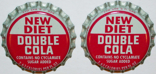 Soda pop bottle caps DIET DOUBLE COLA Lot of 2 cork lined unused new old stock