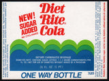Vintage soda pop bottle label DIET RITE COLA Sugar Added new old stock n-mint+