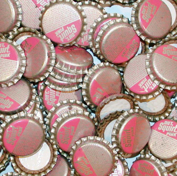 Soda pop bottle caps Lot of 25 DIET SQUIRT PINK cork lined unused new old stock