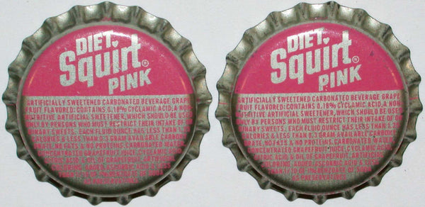 Soda pop bottle caps DIET SQUIRT PINK Lot of 2 cork lined unused new old stock