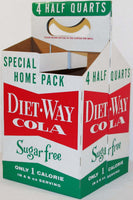 Vintage soda pop bottle carton DIET WAY COLA 4 pack half quarts unused n-mint