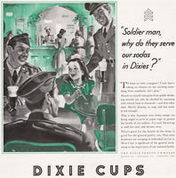 Vintage magazine ad DIXIE CUPS from 1941 with little girl and soldiers pictured