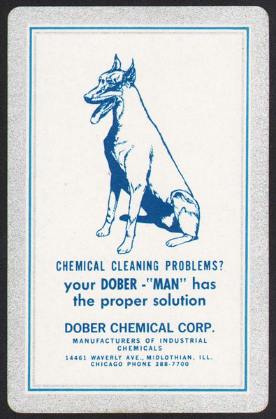 Vintage playing card DOBER CHEMICAL CORP doberman dog pictured Midlothian Illinois