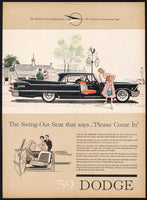 Vintage magazine ad 1959 DODGE AUTOMOBILE featuring the swing out swivel seats