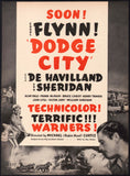 Vintage magazine ad DODGE CITY movie 1939 Errol Flynn and Olivia De Havilland