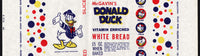 Vintage bread wrapper DONALD DUCK WHITE dated 1946 McGavin unused new old stock