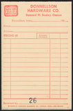 Vintage receipt DONNELLSON HARDWARE Bernard Bosley 1950s Phone 49 Iowa unused