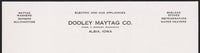 Vintage letterhead DOOLEY MAYTAG CO Washers Stoves Skelgas Albia Iowa n-mint+