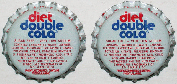 Soda pop bottle caps DIET DOUBLE COLA Lot of 2 plastic unused new old stock