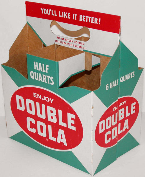 Vintage soda pop bottle carton DOUBLE COLA Half Quarts You'll Like It Better n-mint