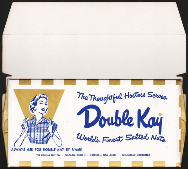 Vintage box DOUBLE KAY Assorted Nuts woman pictured Kelling IL NJ CA unused n-mint