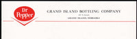 Vintage letterhead DR PEPPER Grand Island Bottling Nebraska chevron logo n-mint+