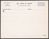Vintage prescription DR JOHN W WOLF Voshells Pharmacy Baltimore Maryland unused