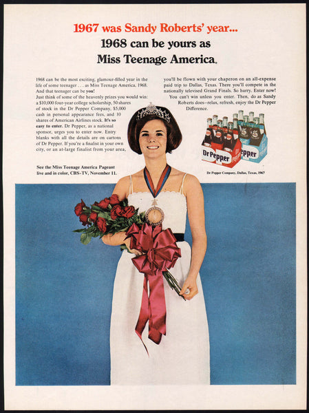 Vintage magazine ad DR PEPPER SODA from 1967 Miss Teenage America Sandy Roberts