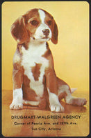 Vintage playing card DRUGMART WALGREEN AGENCY puppy pictured Sun City Arizona