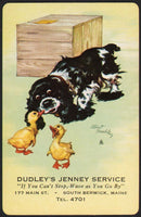 Vintage playing card DUDLEYS JENNY SERVICE gas oil South Berwich Maine Staehle