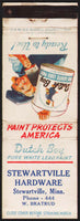 Vintage matchbook cover DUTCH BOY White Paint Stewartville Hardware Minnesota