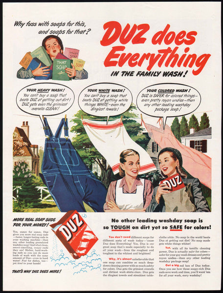 Vintage magazine ad DUZ LAUNDRY DETERGENT 1948 Duz does everything in the wash