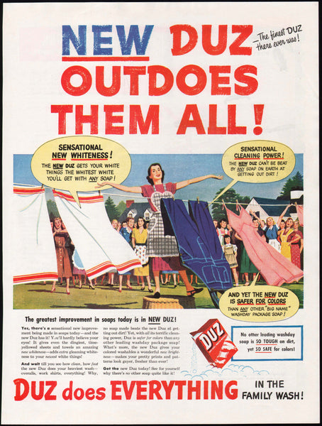 Vintage magazine ad DUZ LAUNDRY DETERGENT 1948 Duz outdoes them all