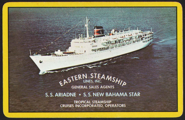 Vintage playing card EASTERN STEAMSHIP LINES Ariadne and New Bahama Star ship