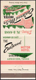 Vintage matchbook cover EASTWOOD MOTOR HOTEL with hotel pictured Longview Texas