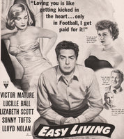 Vintage magazine ad EASY LIVING movie from 1949 Victor Mature and Lucille Ball