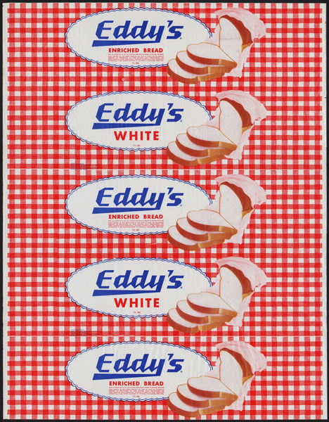 Vintage bread wrapper EDDYS WHITE Helena Montana Minneapolis Minnesota new old stock