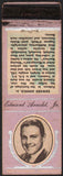 Vintage matchbook cover EDWARD ARNOLD JR movie star Diamond Match Co with bio