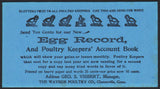 Vintage ink blotter EGG RECORD The Wayside Poultry Co Clintonville Connecticut