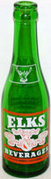 Vintage soda pop bottle ELKS BEVERAGES 7oz green glass 1948 Leavenworth Kansas