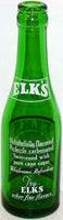 Vintage soda pop bottle ELKS BEVERAGES 7oz green glass 1948 Leavenworth Kansas
