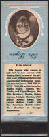Vintage matchbook cover ELLA LOGAN movie star Diamond Match Company with bio